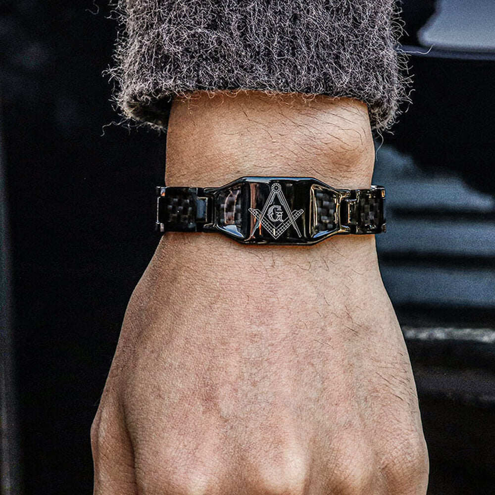 AG Fiber Germanium Stone Stainless Steel Bracelet