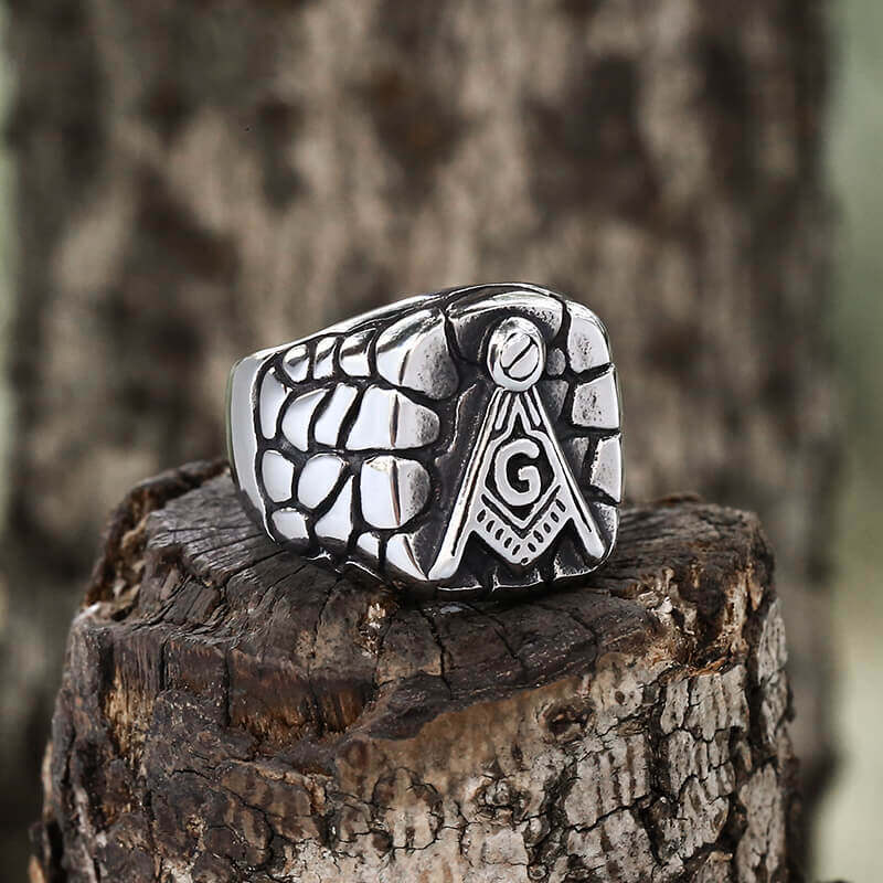 AG Stone Stainless Steel Mason Ring
