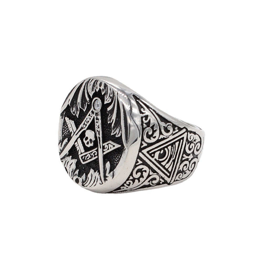 AG Skull Stainless Steel Mason Ring