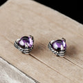 Gothic Dragon Claw Stone Sterling Silver Stud Earrings