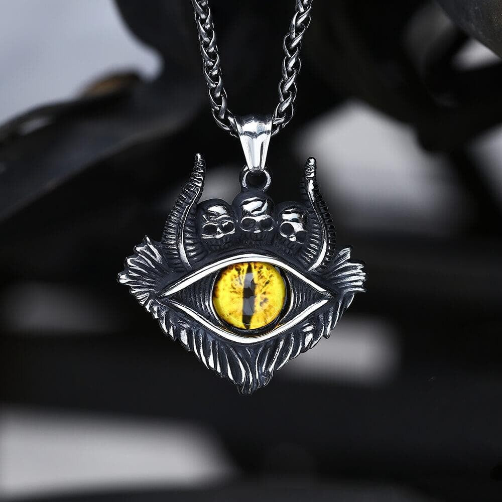 Eye of Hell Stainless Steel Skull Pendant