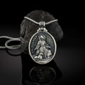 Pure Tin St. Rochus Medallion Necklace，The patron saint of dogs, plagues,bachelors, sick cows, the disabled,  surgeons,pilgrims,   falsely accused people,pharmacists.