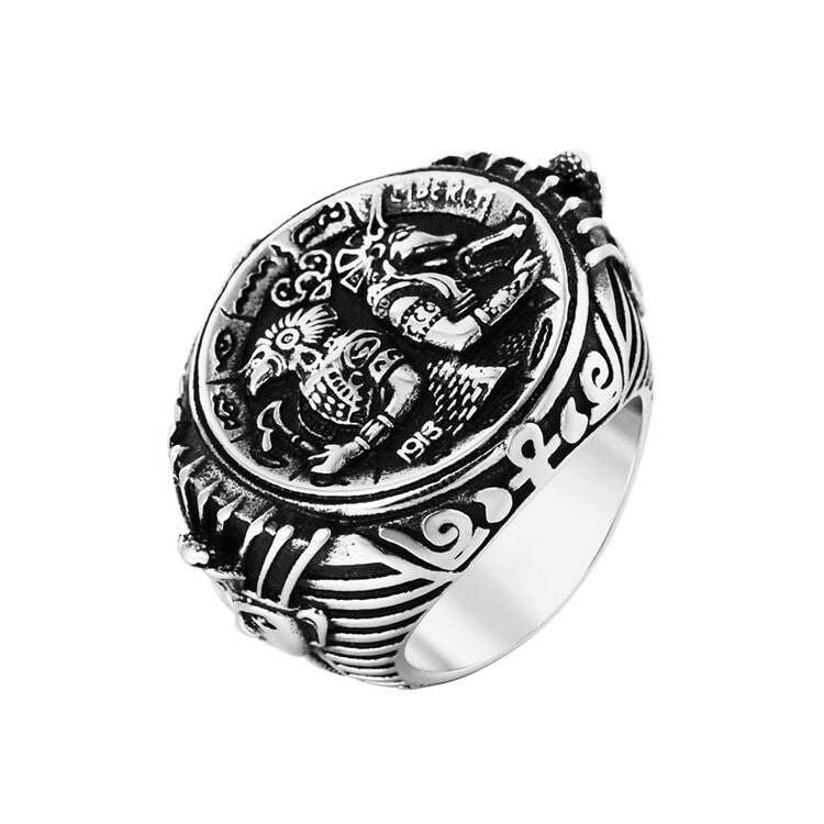 Ancient Egyptian Pharaoh Horus Tutankhamun Stainless Steel Ring