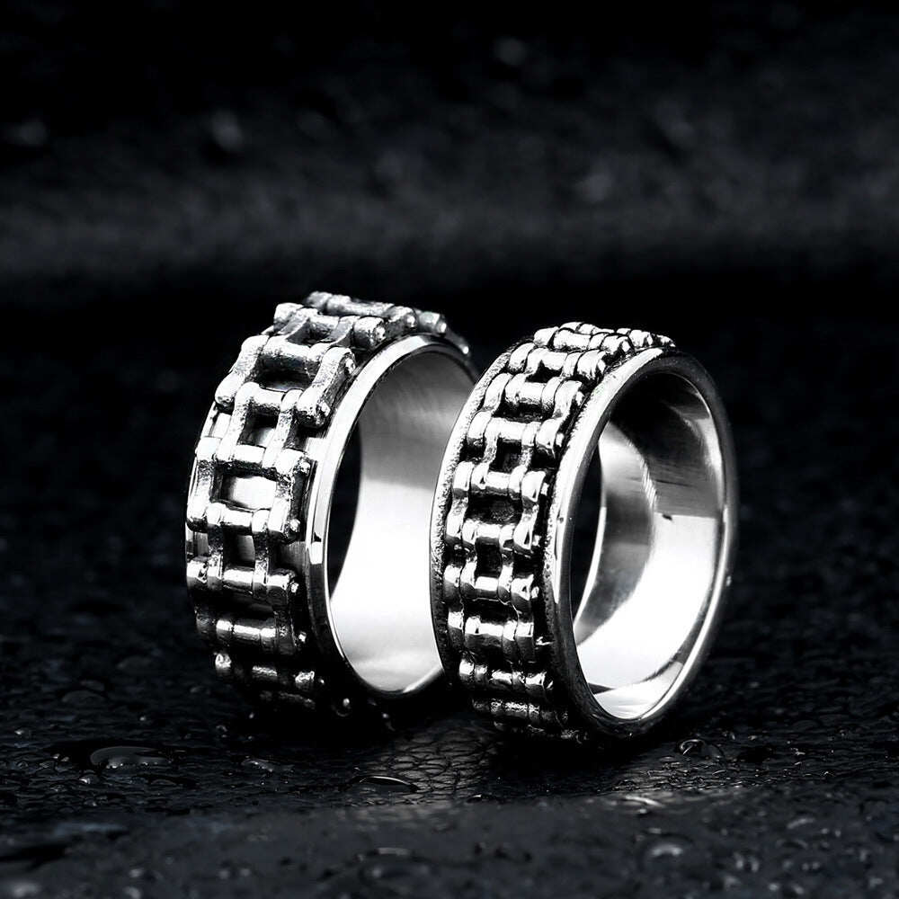 Bike Chain Rotating Ring - Stainless Steel