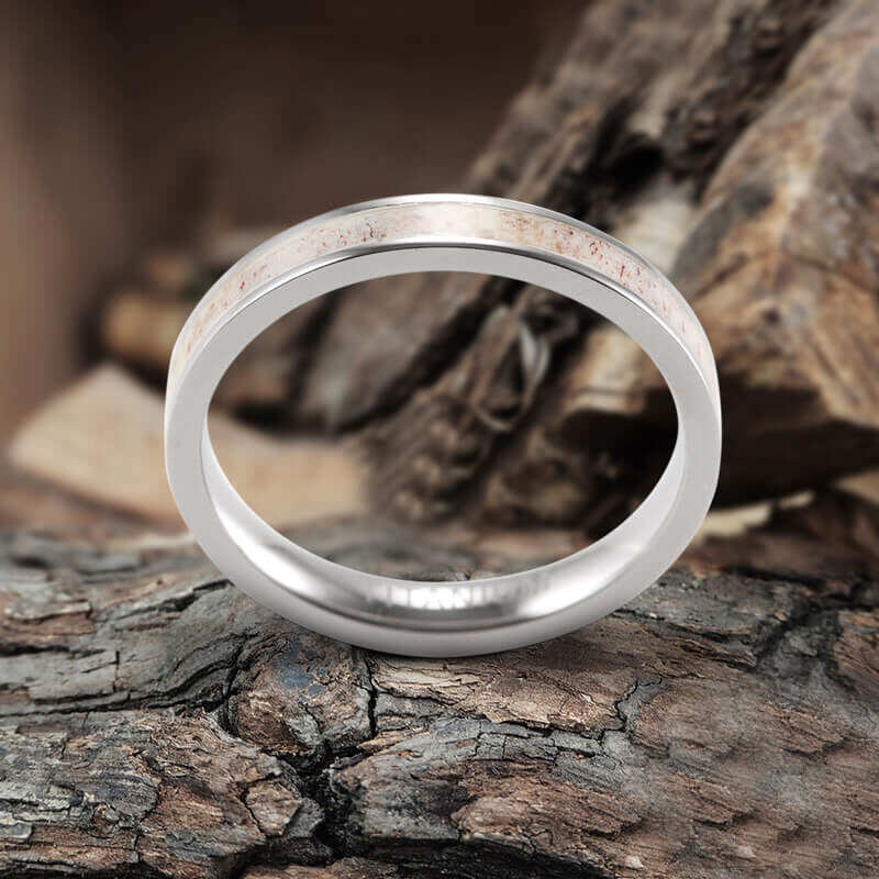 Antler Inlaid Titanium Band Ring