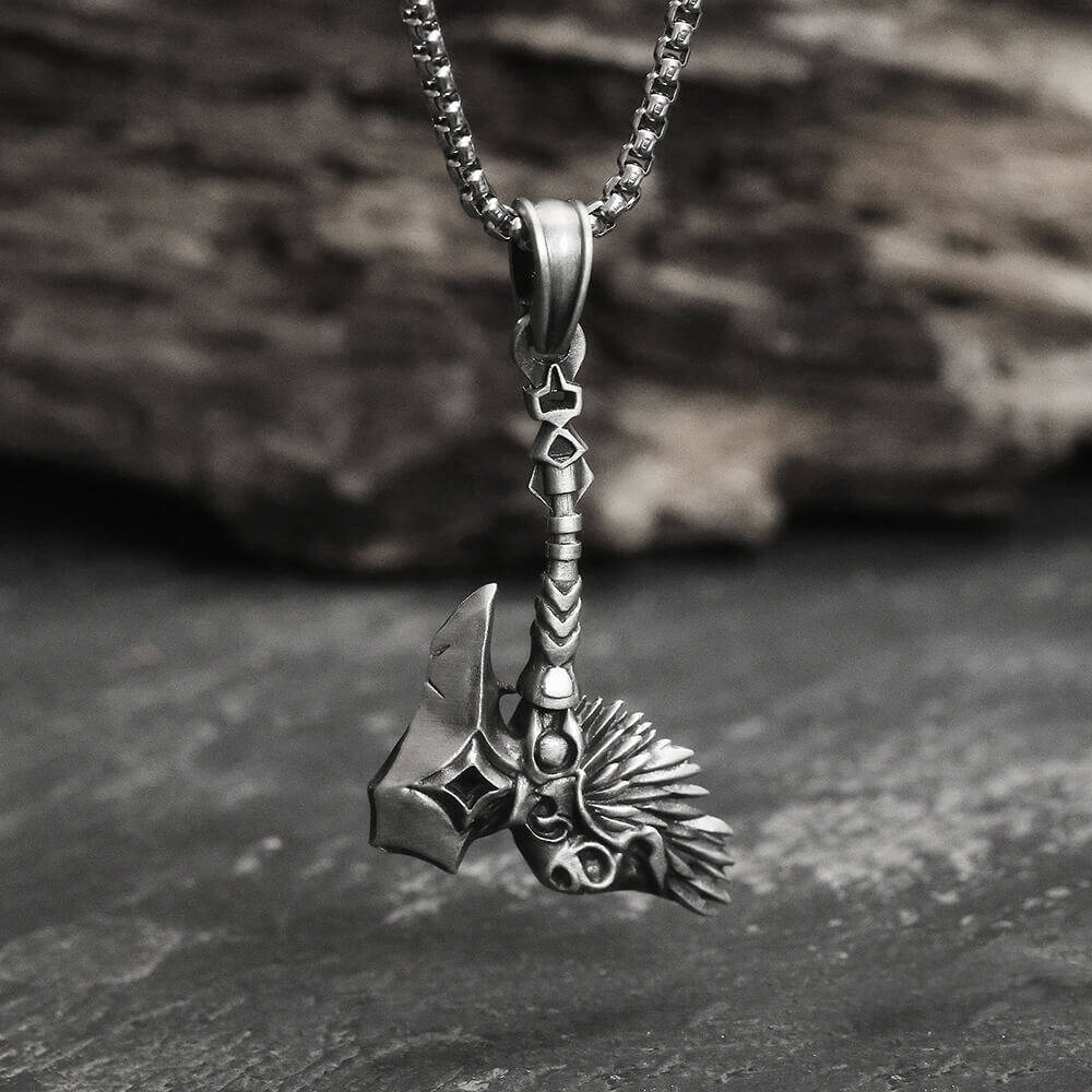 Nordic Viking Tomahawk Pure Tin Necklace