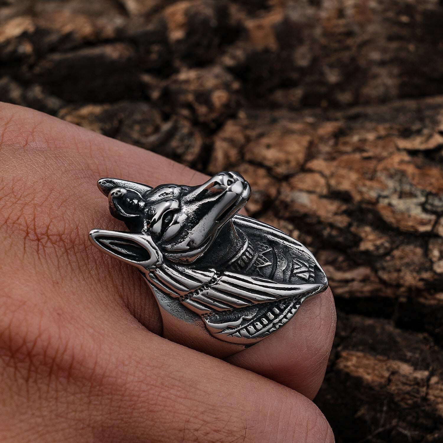 Anubis Stainless Steel Egyptian Mythology Ring