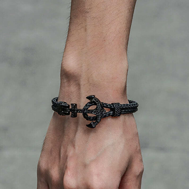 Anchor Design Stainless Steel Braided Bracelet