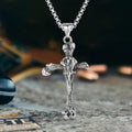 Raven Bone Cross Stainless Steel Viking Pendant