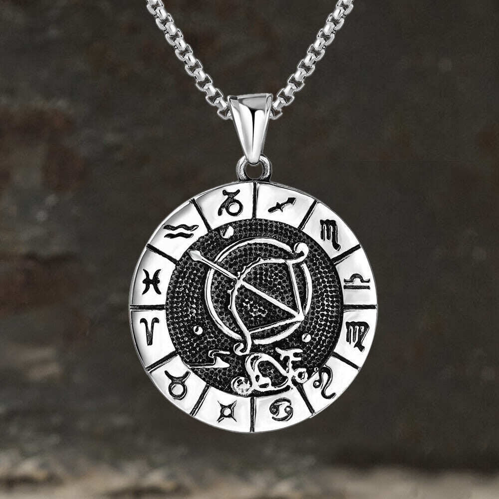 12 Constellation Divination Stainless Steel Pendant