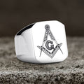 Ag Polished Stainless Steel Masonic Ring