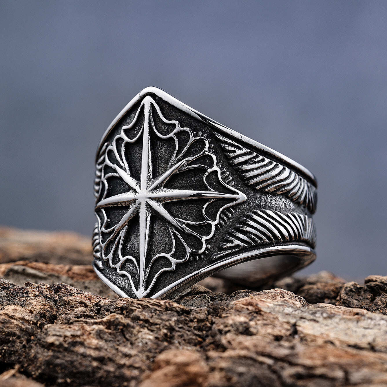 8 Point Star Stainless steel Ring