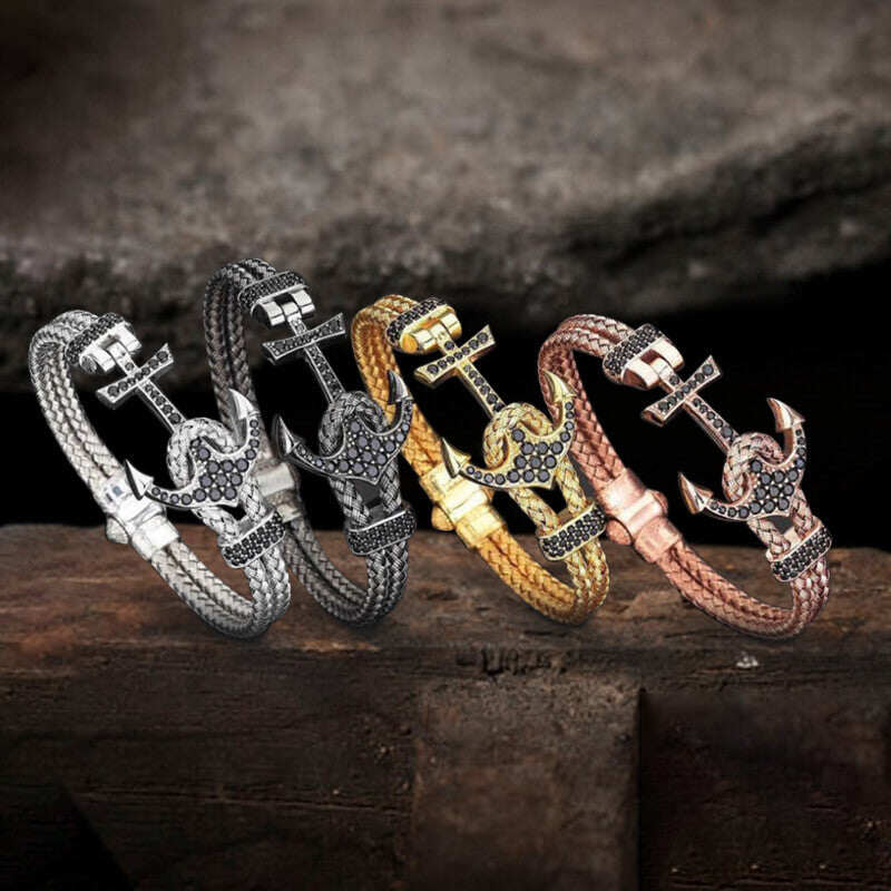 Anchor Design Stainless Steel Braided Bracelet