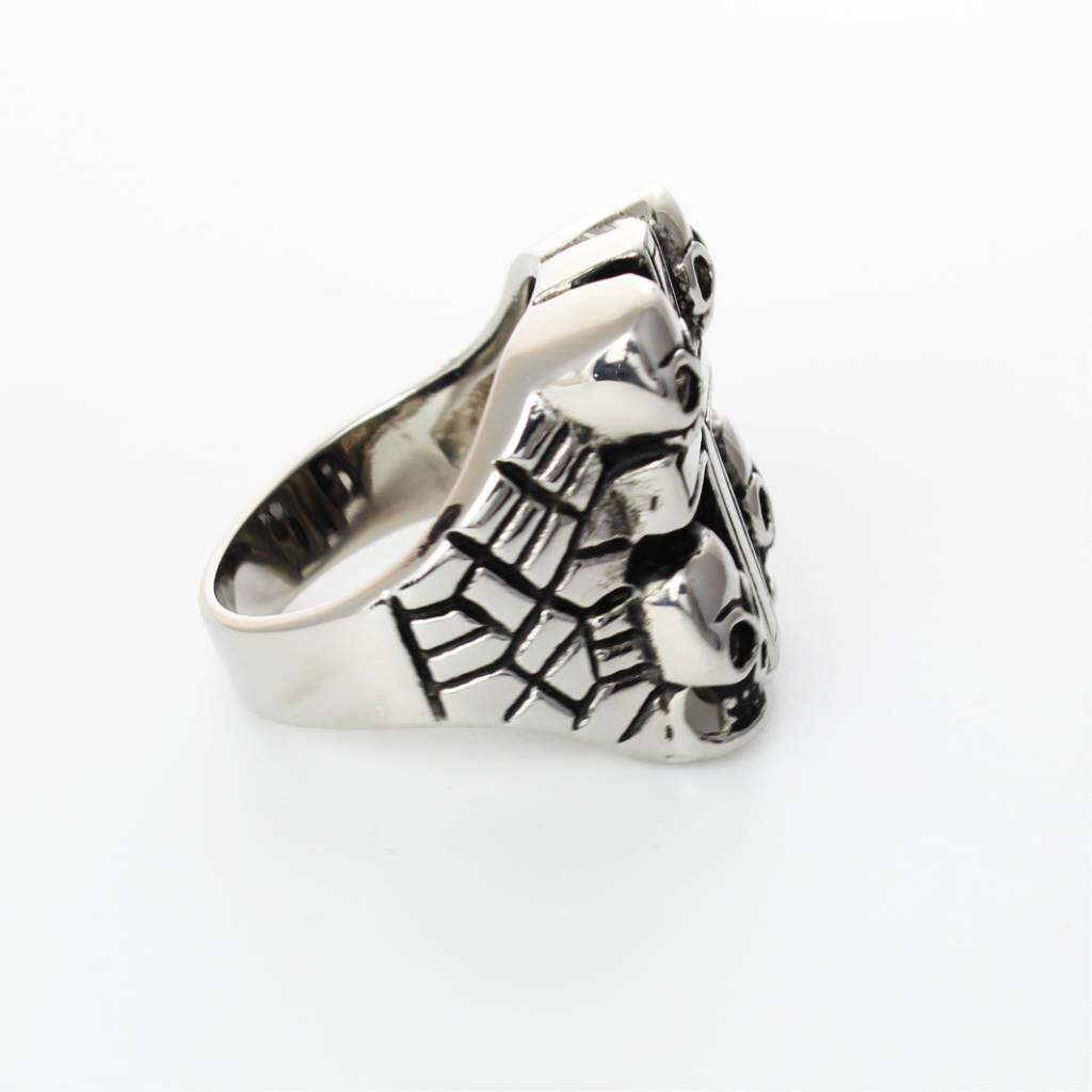 Skulls Cross Ring - Stainless Steel - 010183