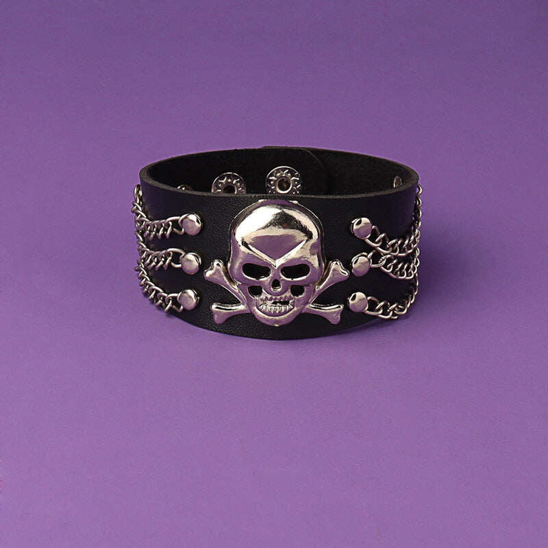 Skull Bracelet Death Head (Leather)