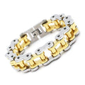 18.5 mm Wide Gold Ion Plated Motorcycle Chain Bracelet