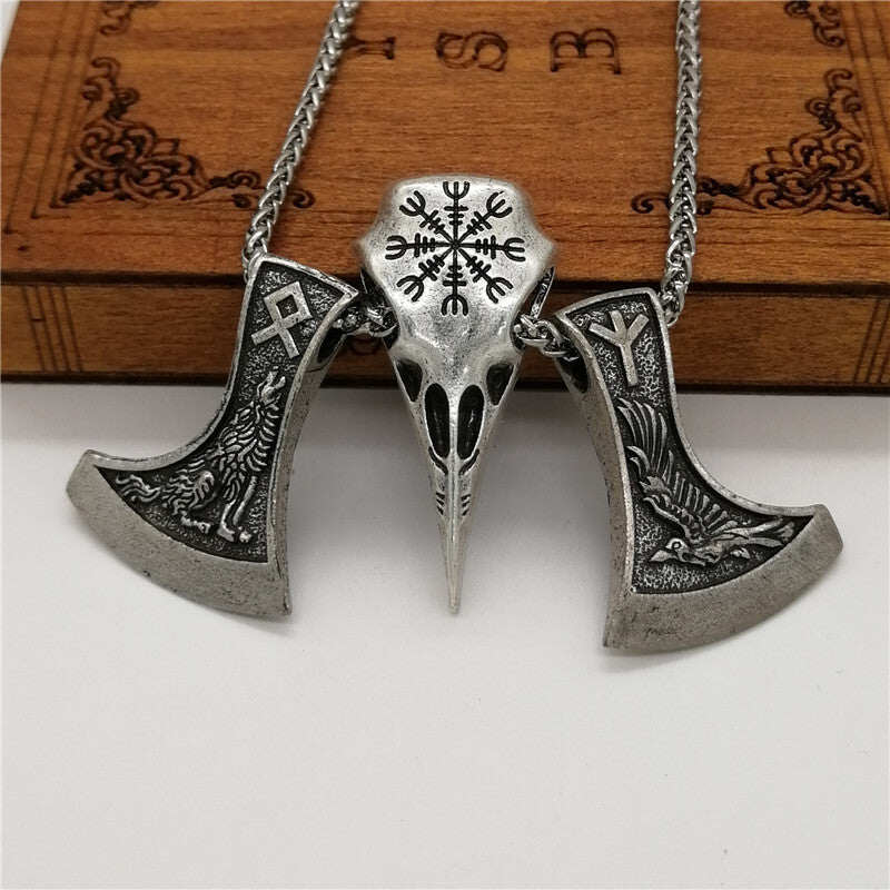 Viking Raven Skull Pendant