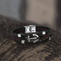 Vintage Multilayer Leather Anchor Stainless Steel Bracelet