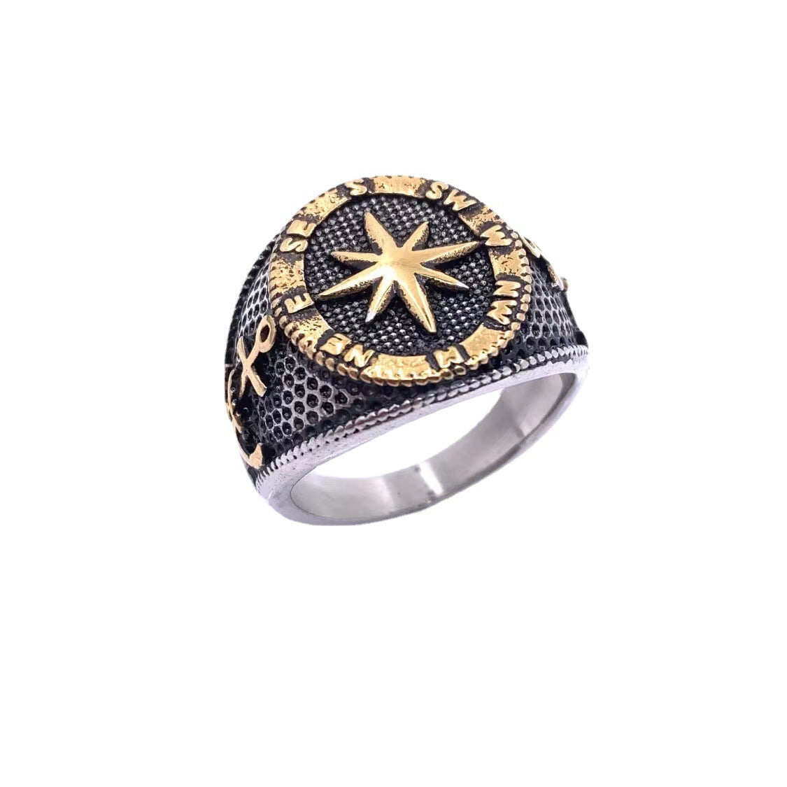 Anchor Compass Stainless Steel Marine Ring