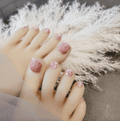 Glitter Pink Toe Nails Press On Nails