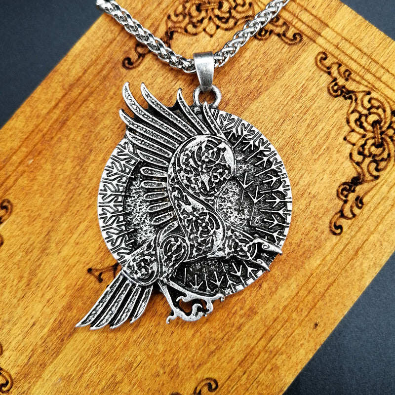 Viking Raven Pendant Necklace