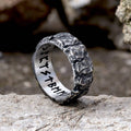 Stone Runes Stainless Steel Viking Ring