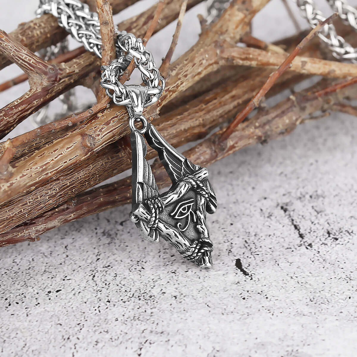 Eye Of Ra Wings Stainless Steel Pendant