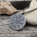 Helm Of Awe Vegvísir Stainless Steel Viking Pendant