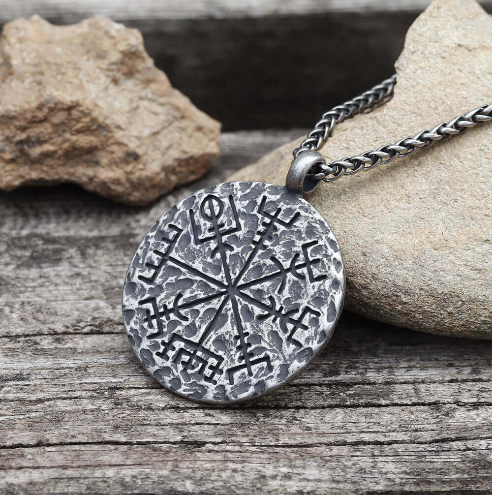 Helm Of Awe Vegvísir Stainless Steel Viking Pendant