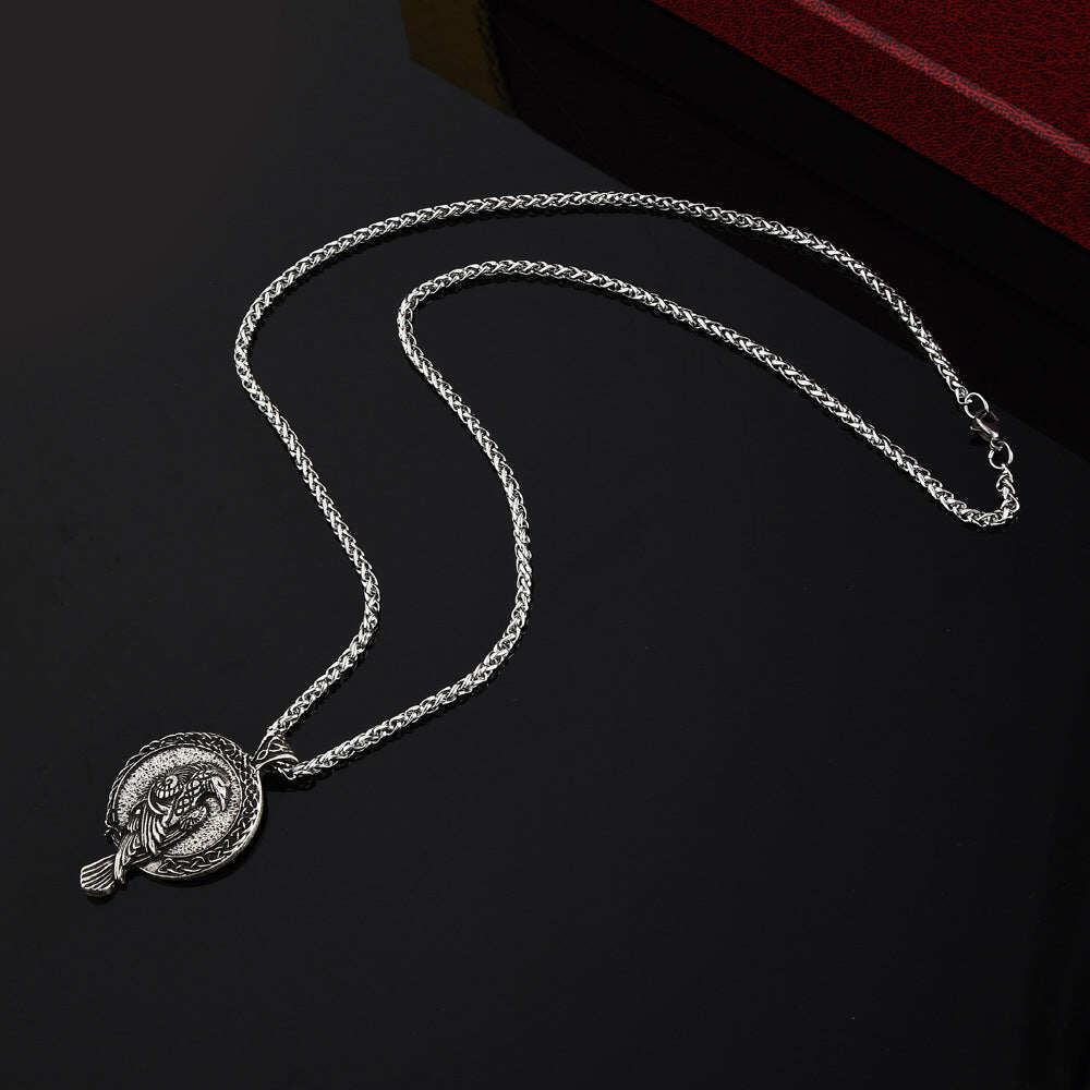 Viking Celtic Raven Pendant Necklace