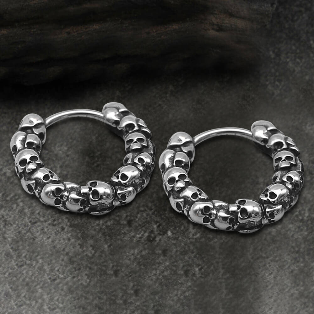 Vintage Gothic Skulls Stainless Steel Earrings