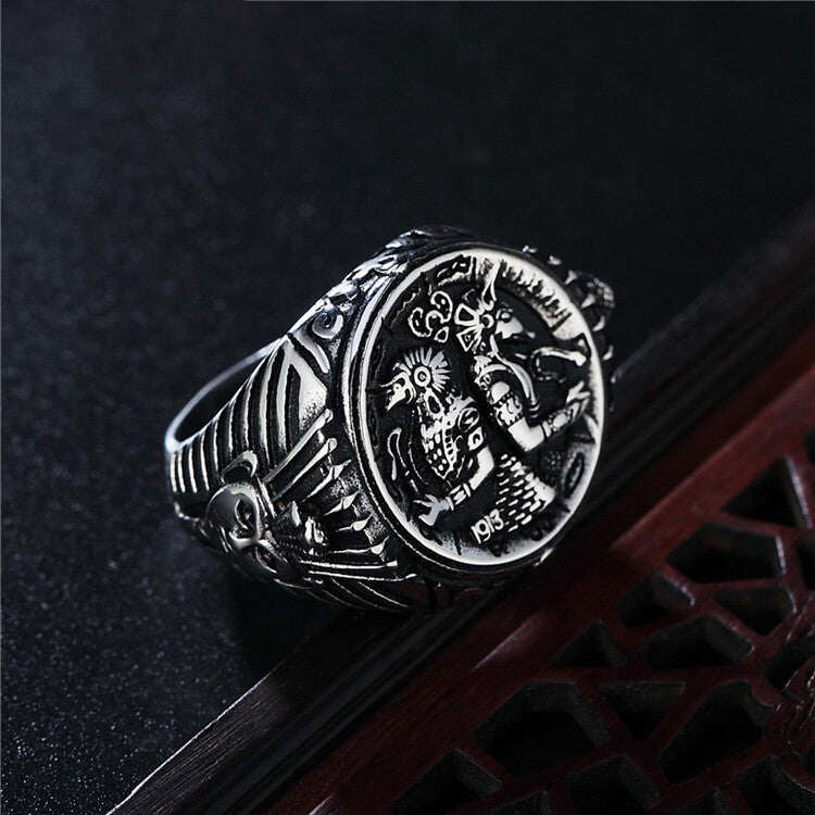 Ancient Egyptian Pharaoh Horus Tutankhamun Stainless Steel Ring