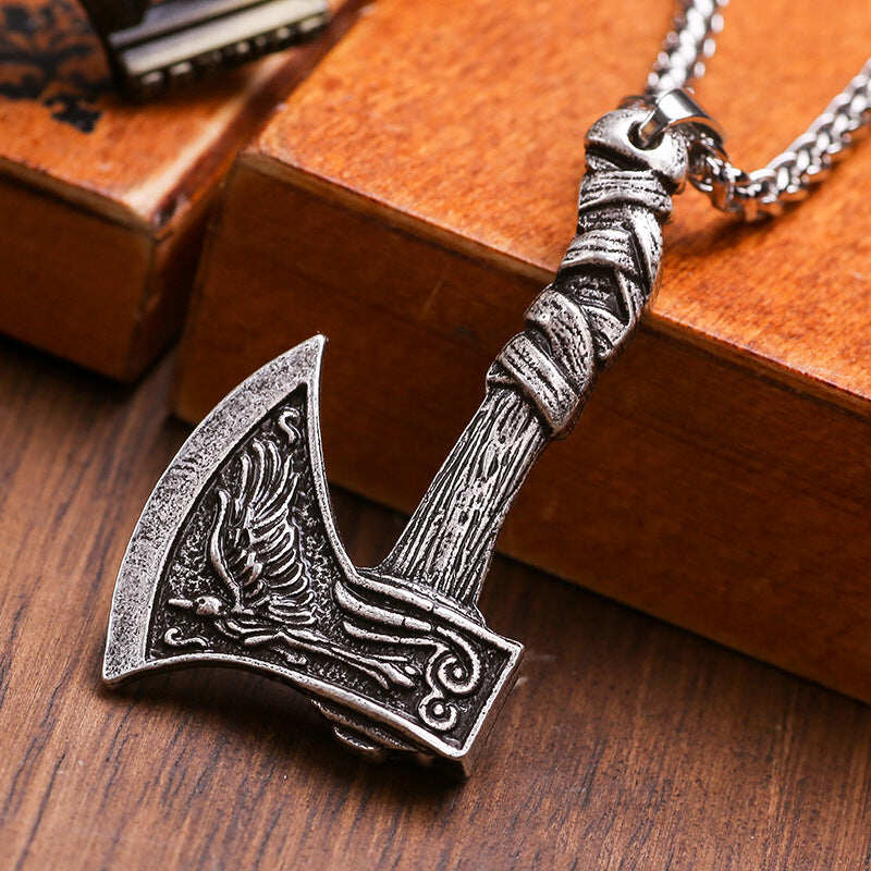 Viking Double Sided Ax Pendant Necklace