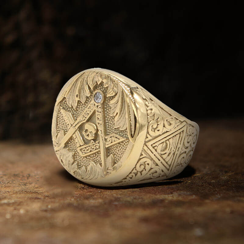 AG Skull Stainless Steel Mason Ring