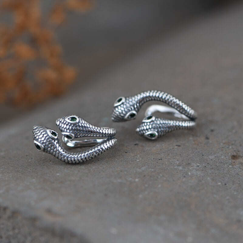 Double Snake Sterling Silver Ear Cuffs