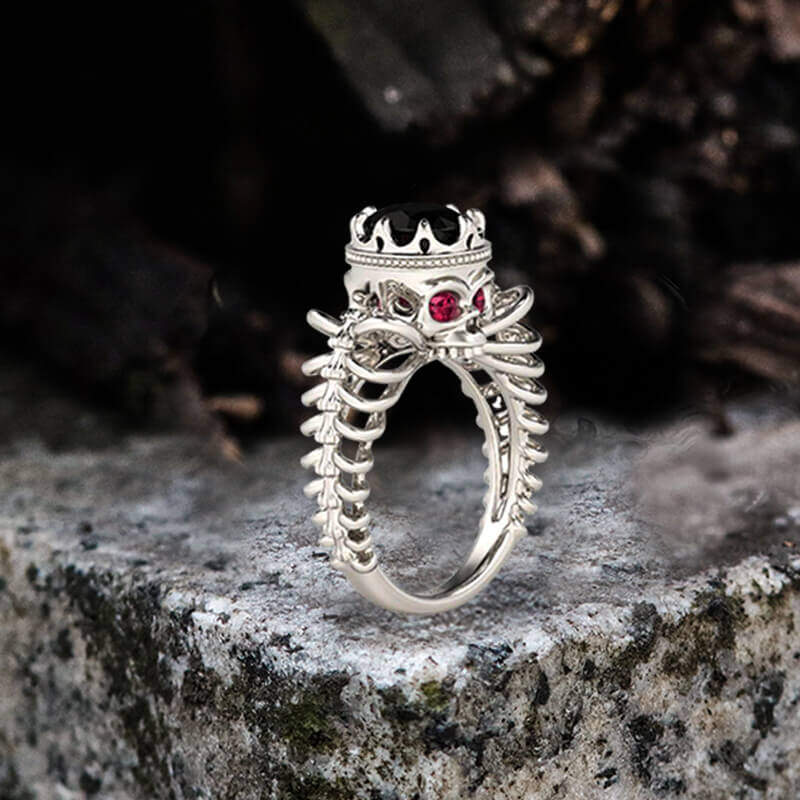 Queen's Crown Brass Zircon Skull Ring