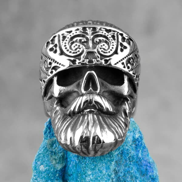 Bandana Beard Skull Ring