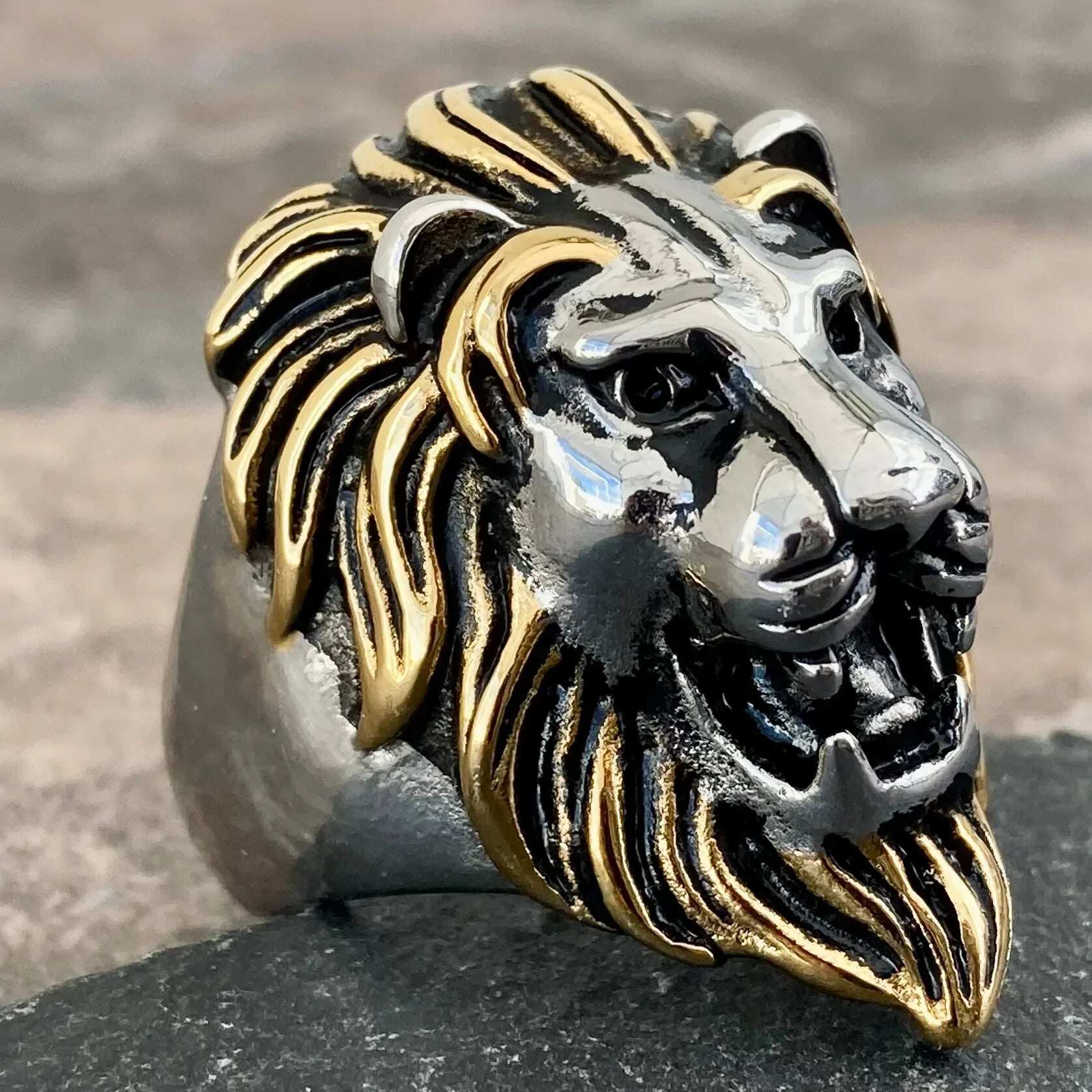 Lion Ring - "Leo the Golden" - Sizes 7-16 - R40