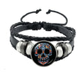 Mexican Skull Bracelet with Guitar(Leather)
