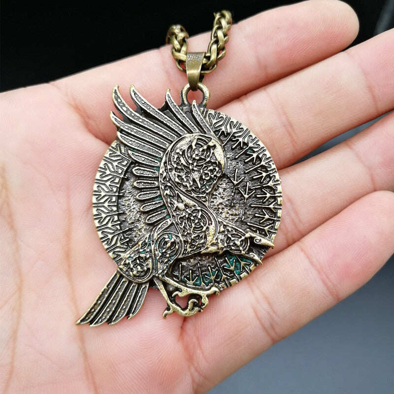 Viking Raven Pendant Necklace