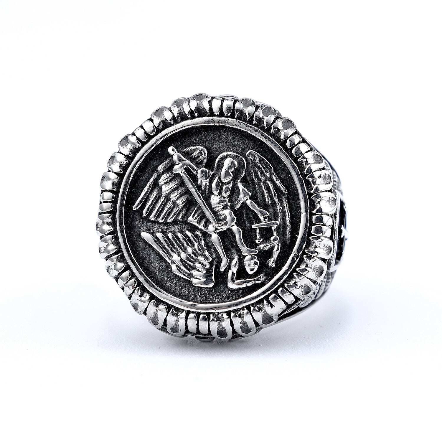 Archangel Saint Michael Stainless Steel Men’s Ring Handcrafted
