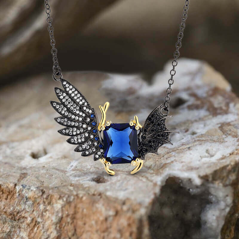 Black Devil Wings Brass Gothic Necklace