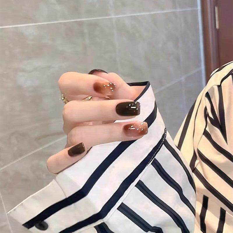 [2024  SALE] Coffee and Amber Brown Ombre Press-On Nails (Medium/Short)