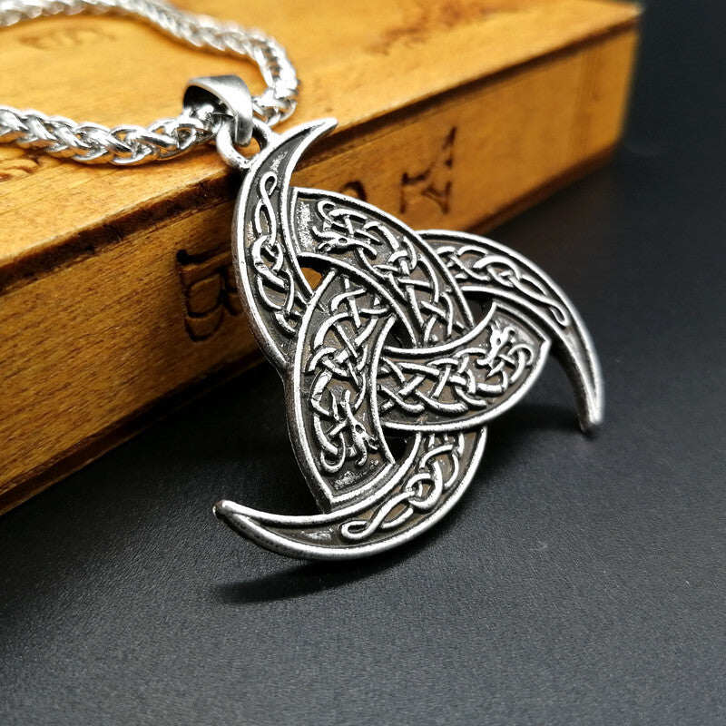 Viking Celtic Dragon Triangle Pendant Necklace