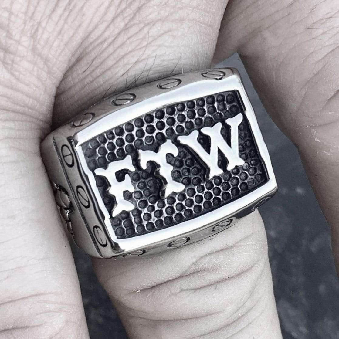 FTW Ring with Screws - Silver - Sizes 7-13 - R133