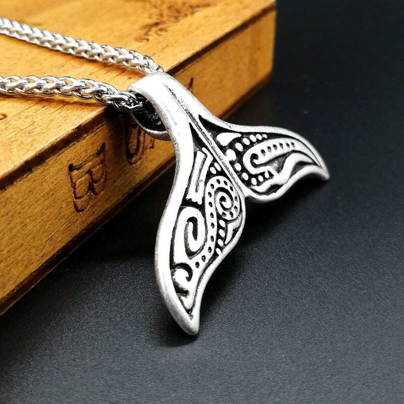 Viking Whale Tail Pendant Necklace