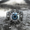 Greek Evil Eye Stainless Steel Biker Ring