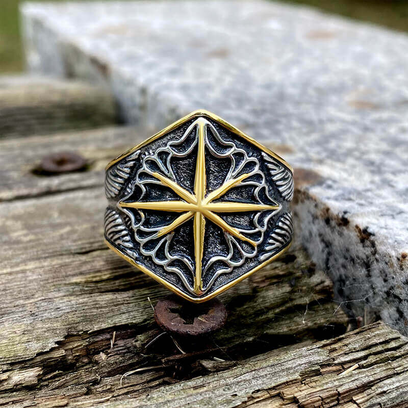 8 Point Star Stainless steel Ring