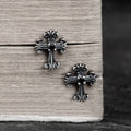 Gothic Victorian Cross Sterling Silver Stud Earrings