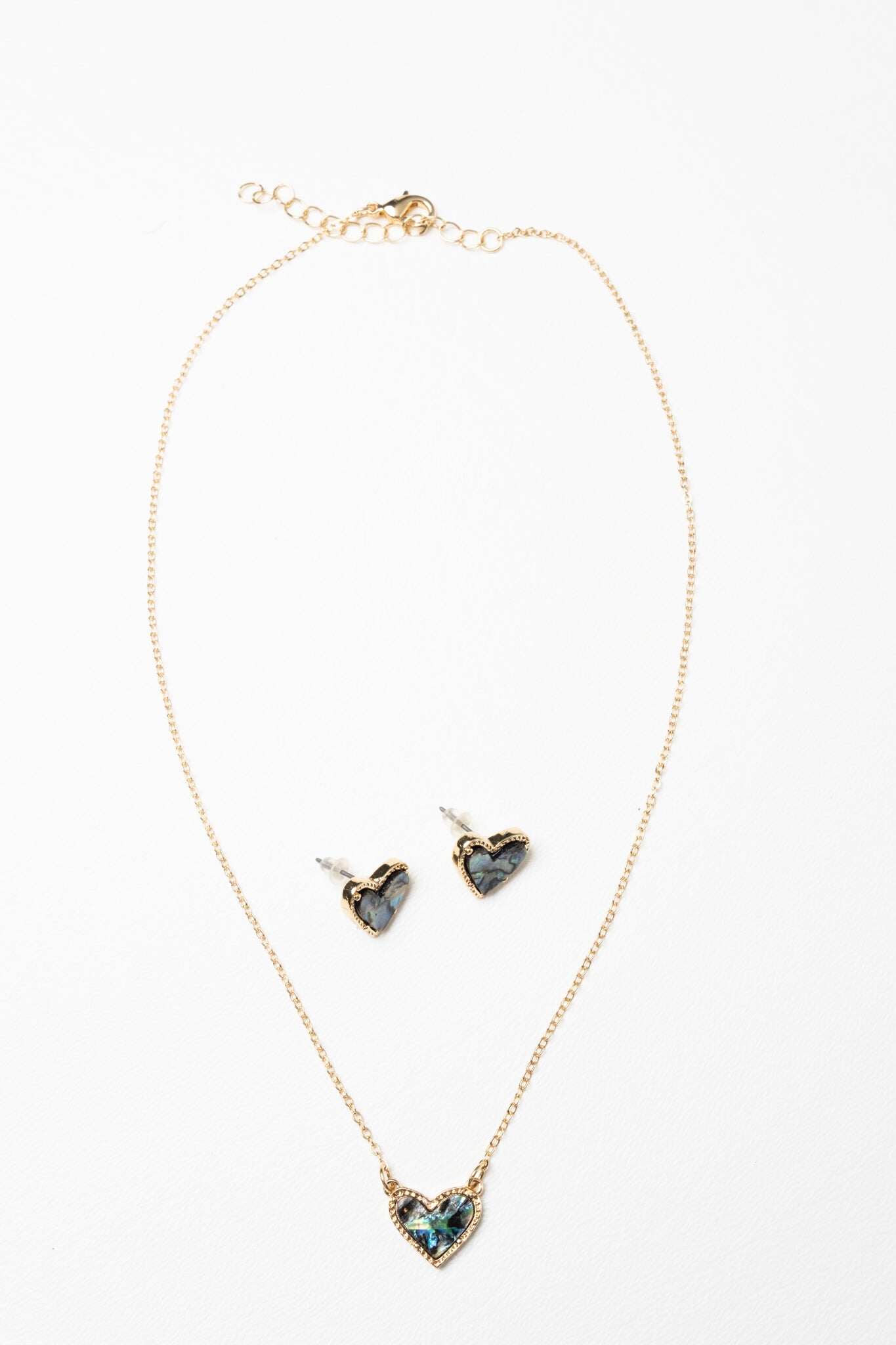 Marble Heart Necklace and Earring Set